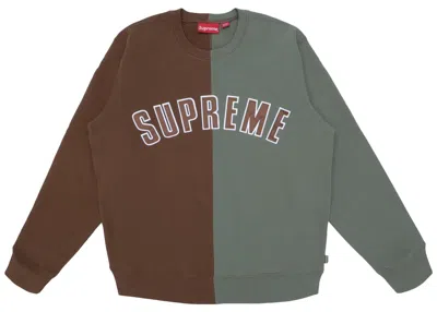 Pre-owned Supreme Men's  Split Crewneck Sweatshirt In Brown