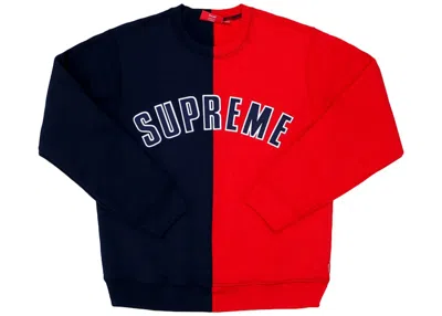 Pre-owned Supreme Men's  Split Crewneck Sweatshirt In Navy Blue
