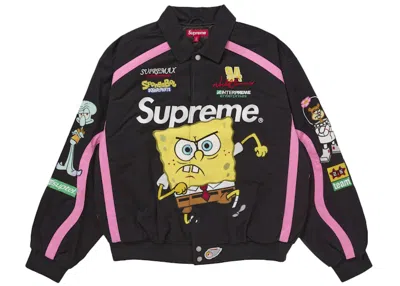 Pre-owned Supreme Men's  Spongebob Squarepants Jeff Hamilton Racing Jacket In Black
