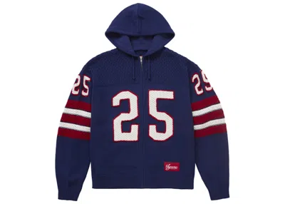 Pre-owned Supreme Men's  Sport Zip Up Hooded Sweater (fw25) In Navy Blue