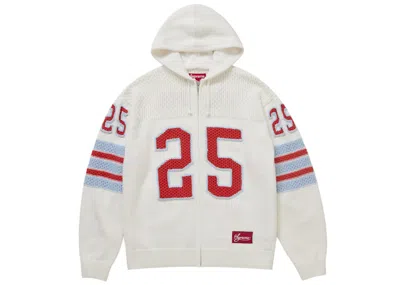Pre-owned Supreme Men's  Sport Zip Up Hooded Sweater (fw25) In White