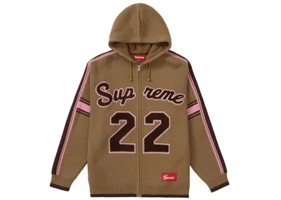 Pre-owned Supreme Men's  Sport Zip Up Hooded Sweater In Light Brown