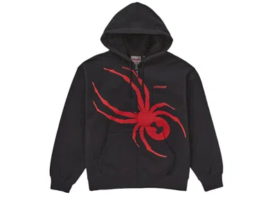 Pre-owned Supreme Men's  Spyder Zip Up Hooded Sweatshirt In Black