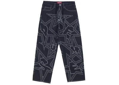 Pre-owned Supreme Men's  Stars Topstitch Baggy Jean In Indigo