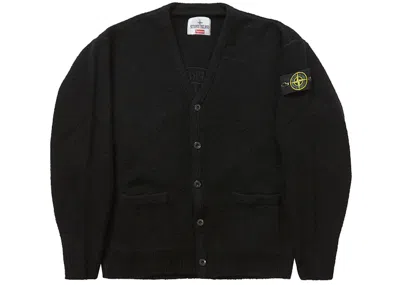 Pre-owned Supreme Men's  Stone Island Bouclé Cardigan In Black