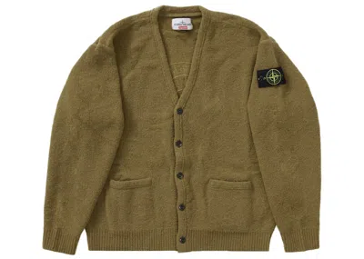Pre-owned Supreme Men's  Stone Island Bouclé Cardigan In Olive