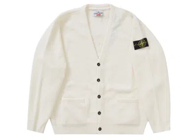Pre-owned Supreme Men's  Stone Island Bouclé Cardigan In White