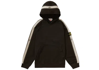 Pre-owned Supreme Men's  Stone Island Stripe Hooded Sweatshirt In Black