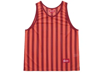 Pre-owned Supreme Men's  Stripe Mesh Tank Top In Red