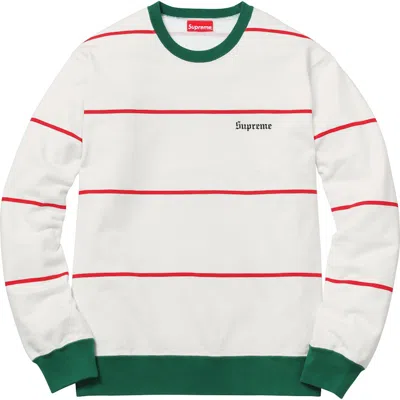 Pre-owned Supreme Men's  Striped Crewneck Sweatshirt In White