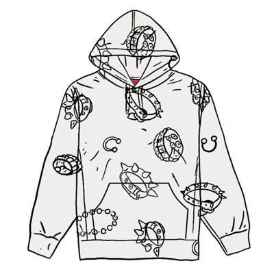 Pre-owned Supreme Men's  Studded Collars Hooded Sweatshirt In White