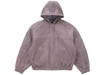Pre-owned Supreme Men's  Studded Hooded Leather Jacket In Lilac