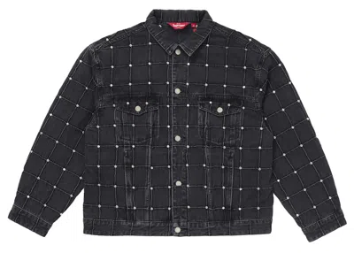 Pre-owned Supreme Men's  Studded Seam Denim Trucker Jacket In Black