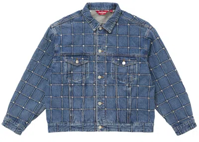 Pre-owned Supreme Men's  Studded Seam Denim Trucker Jacket In Blue