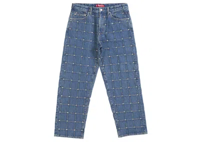 Pre-owned Supreme Men's  Studded Seam Loose Fit Jean In Blue