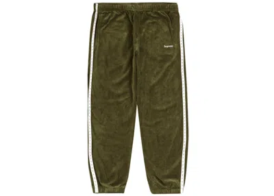 Pre-owned Supreme Men's  Studded Velour Track Pant In Olive