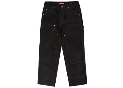 Pre-owned Supreme Men's  Suede Double Knee Painter Pant In Black