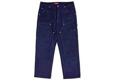 Pre-owned Supreme Men's  Suede Double Knee Painter Pant In Blue
