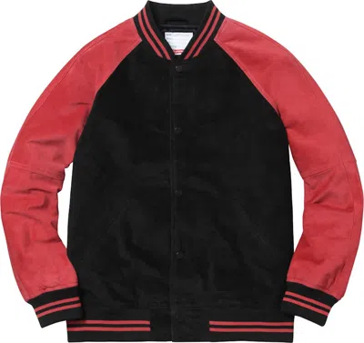 Pre-owned Supreme Men's  Suede Varsity Jacket In Red