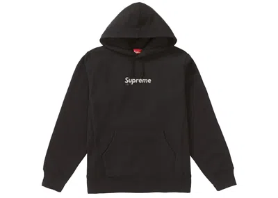 Pre-owned Supreme Men's  Swarovski Box Logo Hooded Sweatshirt In Black
