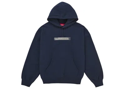 Pre-owned Supreme Men's  Swarovski Motion Logo Hooded Sweatshirt In Navy Blue