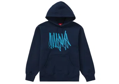 Pre-owned Supreme Men's  Tag Hooded Sweatshirt In Navy Blue