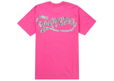 Pre-owned Supreme Men's  Tape Tee Shirt In Fuchsia In Pink