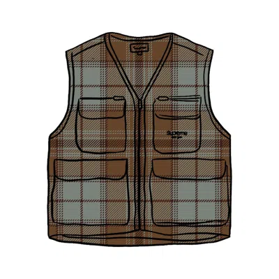 Pre-owned Supreme Men's  Tartan Flannel Cargo Vest In Black