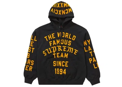 Pre-owned Supreme Men's  Team Flocked Hooded Sweatshirt In Black
