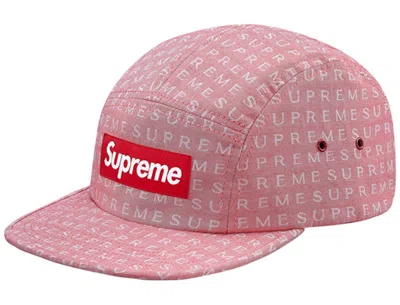 Pre-owned Supreme Men's  Text Jacquard Camp Cap In Light Red