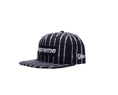Pre-owned Supreme Men's  Text Stripe New Era Cap In Navy Blue