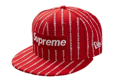 Pre-owned Supreme Men's  Text Stripe New Era Cap In Red