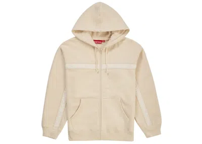 Pre-owned Supreme Men's  Text Stripe Zip Up Hooded Sweatshirt In Natural