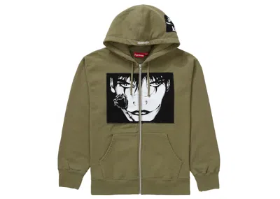 Pre-owned Supreme Men's  The Crow Zip Up Hooded Sweatshirt In Light Olive In Green