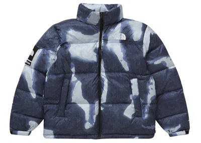 Pre-owned Supreme Men's  The North Face Bleached Denim Print Nuptse Jacket In Indigo