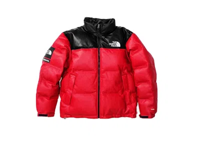 Pre-owned Supreme Men's  The North Face Leather Nuptse Jacket In Red