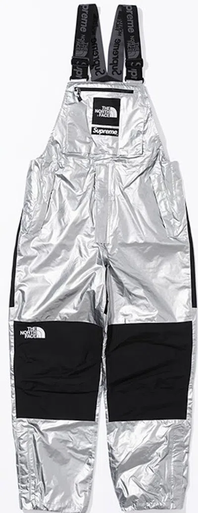 Pre-owned Supreme Men's  The North Face Metallic Mountain Bib Pants In Silver