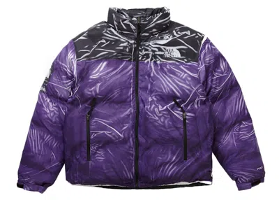 Pre-owned Supreme Men's  The North Face Printed Nuptse Trompe L'oeil Jacket In Purple