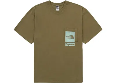 Pre-owned Supreme Men's  The North Face Printed Pocket Tee Shirt In Olive
