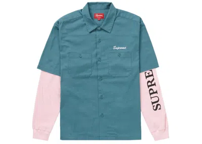Pre-owned Supreme Men's  Thermal Work Shirt In Work Green
