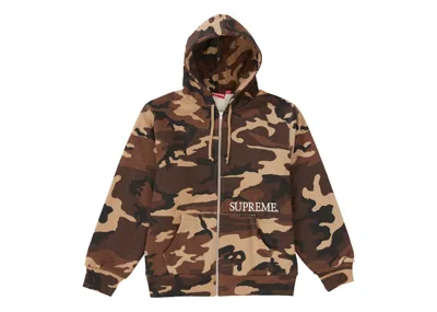Pre-owned Supreme Men's  Thermal Zip Up Hooded Sweatshirt In Brown Camo