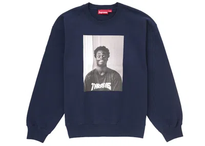 Pre-owned Supreme Men's  Thrasher Crewneck Sweatshirt In Navy Blue