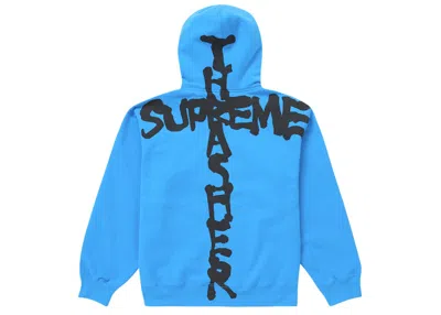 Pre-owned Supreme Men's  Thrasher Zip Up Hooded Sweatshirt In Bright Blue