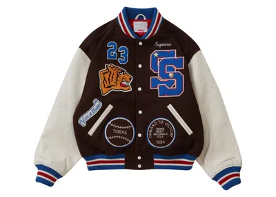 Pre-owned Supreme Men's  Tiger Varsity Jacket In Brown