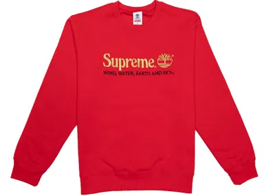 Pre-owned Supreme Men's  Timberland Crewneck Sweatshirt In Red