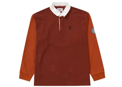 Pre-owned Supreme Men's  Timberland Rugby Shirt In Brick In Brown