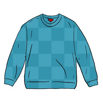 Pre-owned Supreme Men's  Tonal Checkerboard Small Box Sweater In Teal