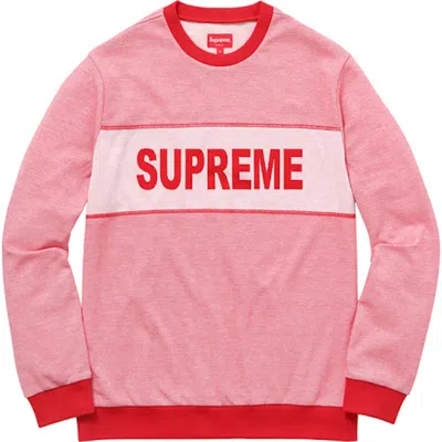 Pre-owned Supreme Men's  Tonal Stripe Logo Crewneck Sweatshirt In Red
