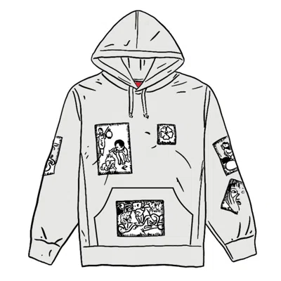 Pre-owned Supreme Men's  Toshio Saeki Hooded Sweatshirt In White