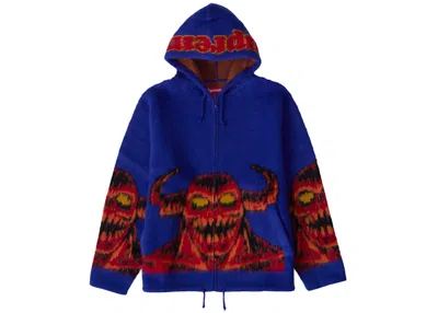 Pre-owned Supreme Men's  Toy Machine Zip Up Hooded Sweater In Blue